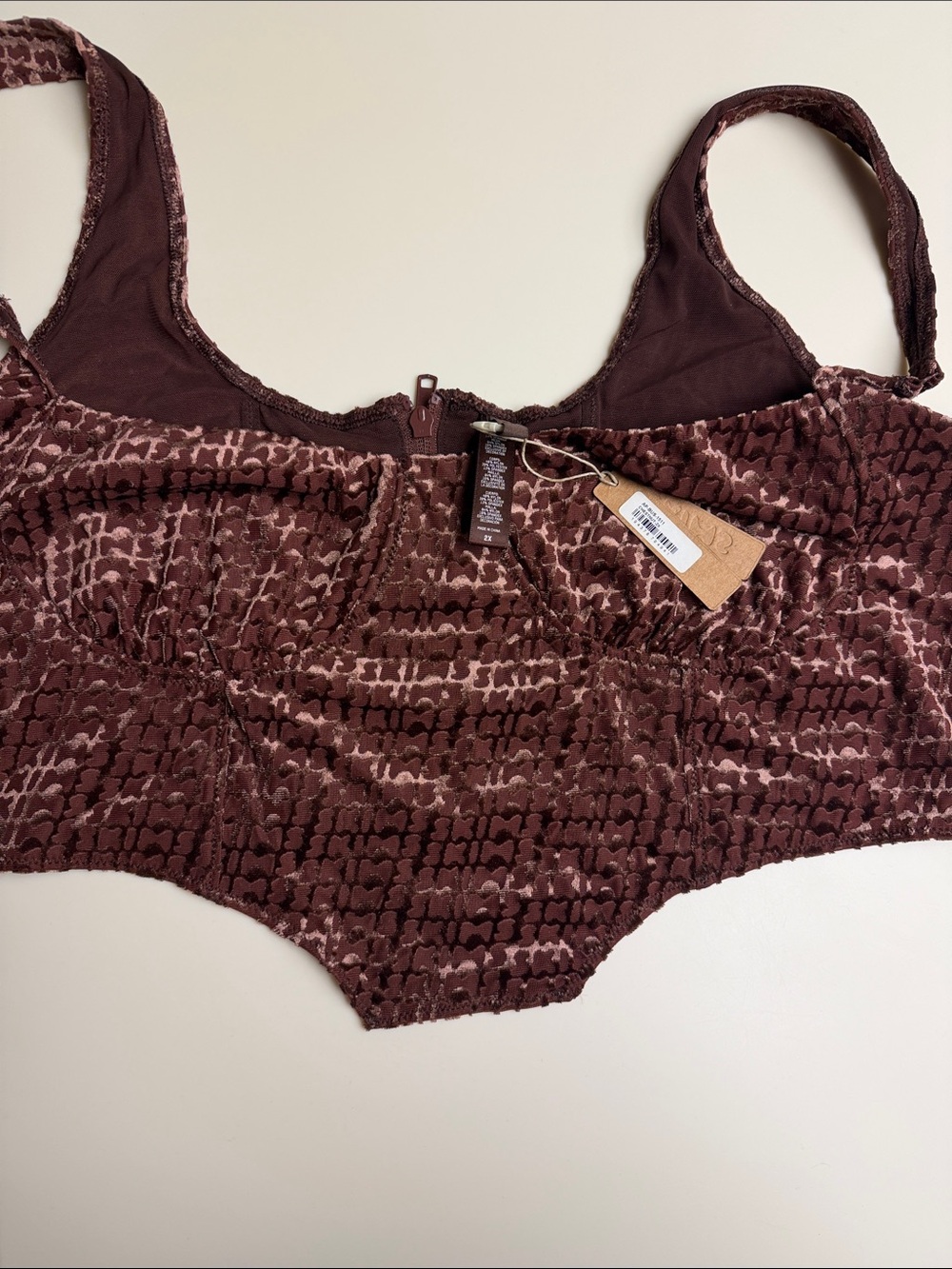 SKIMS Velvet Textured Bralette in Chestnut 2X
